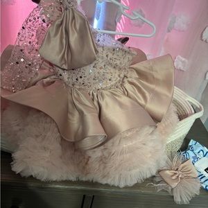 Glamorous Pink Sequin Dress with Bow